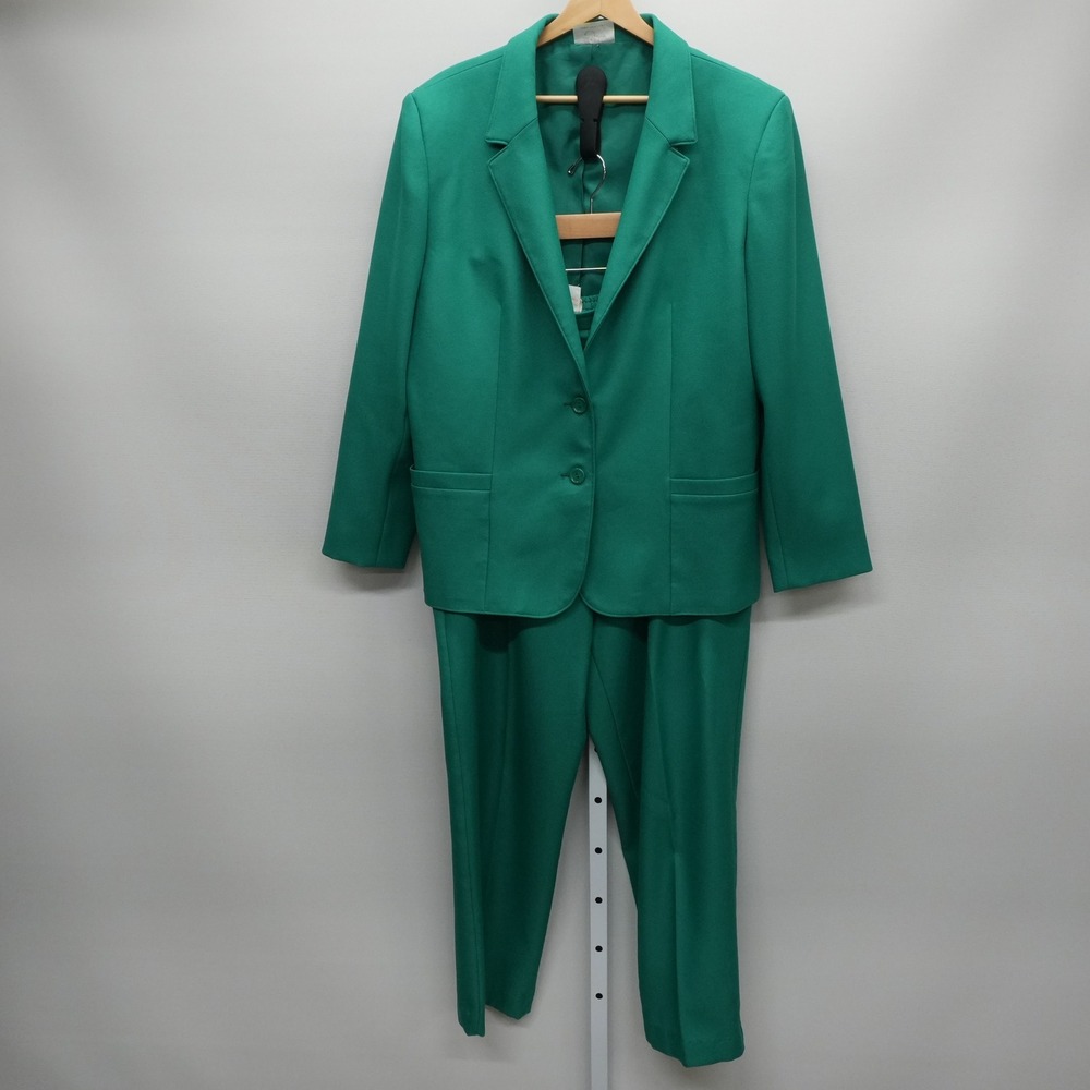 Tan Jay Vintage Green 2 Piece Pant Suit Blazer Trousers Size 18 Made in Canada